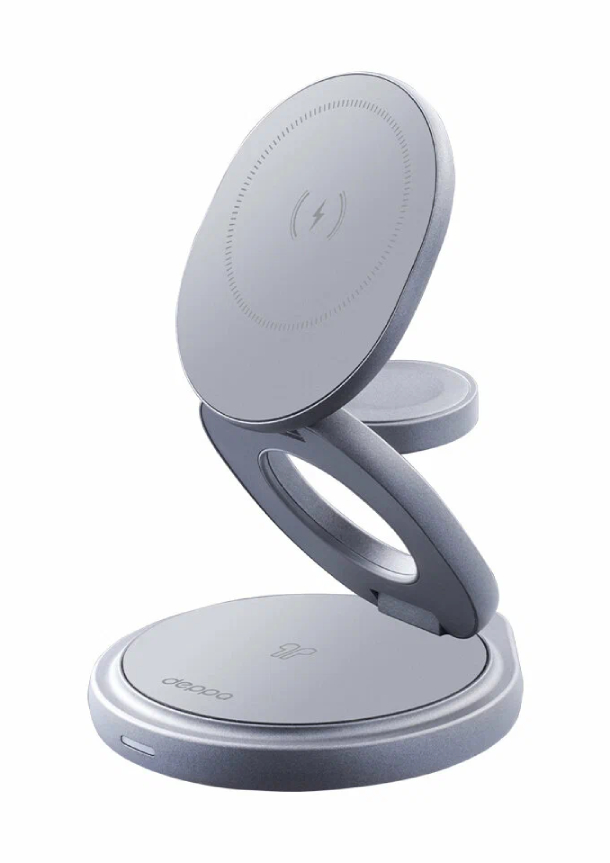 Deppa 3 в 1 MagSafe Rotation QI складная, Графит