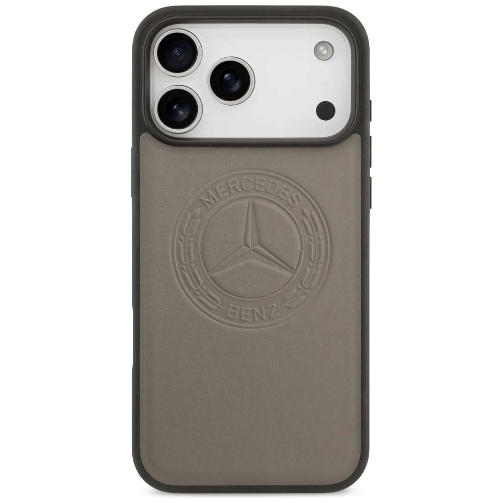 Чехол Mercedes iPhone 17 Pro Max Leather Vintage Round Debossed Logo, MagSafe, Темно-зеленый