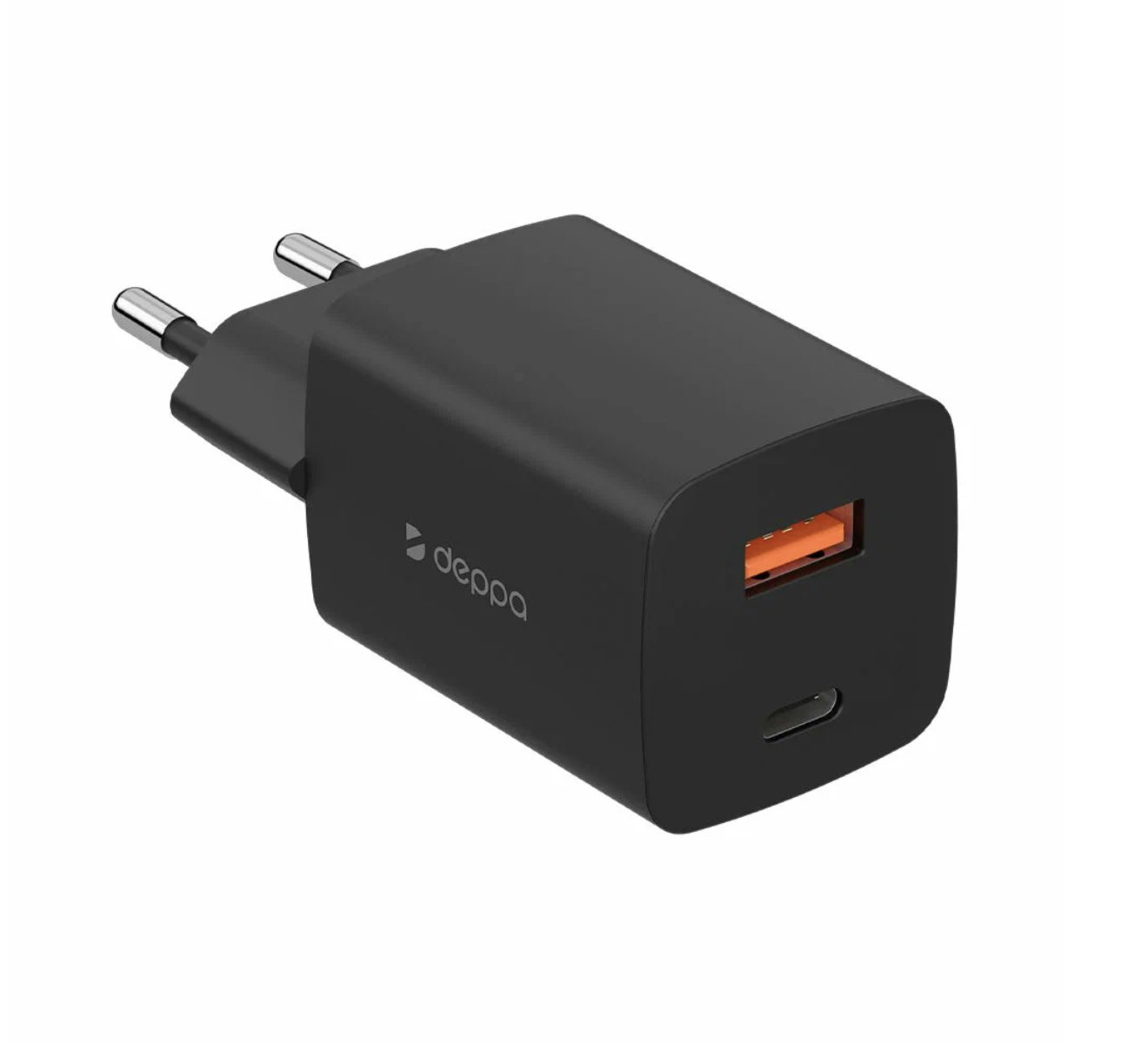 Deppa USB A + USB-C, PD 3.0, QC 3.0, 45W, GaN, Черный