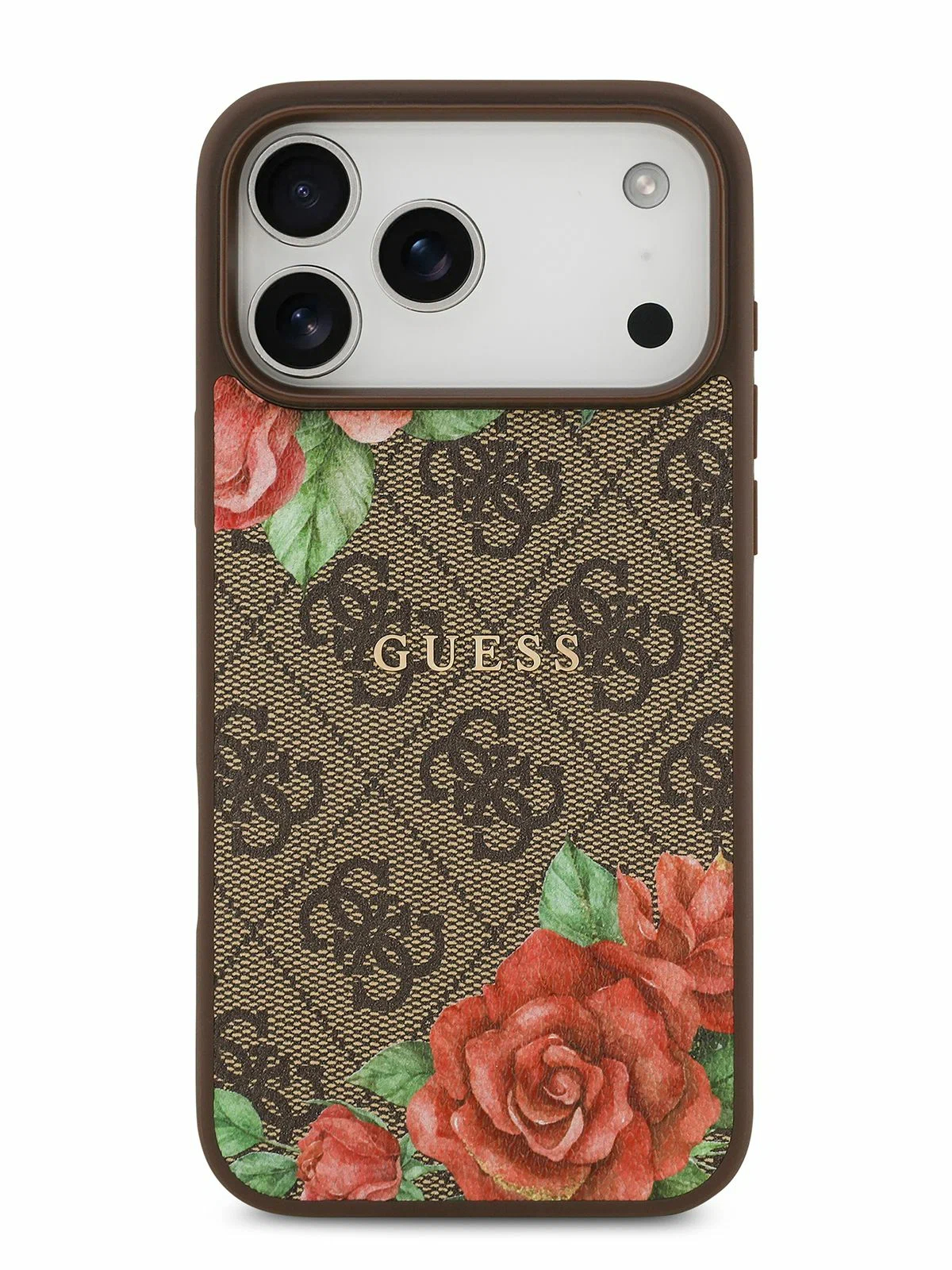 Чехол Guess iPhone 17 Pro Max PU Flowers Roses Hard Brown, MagSafe, Коричневый