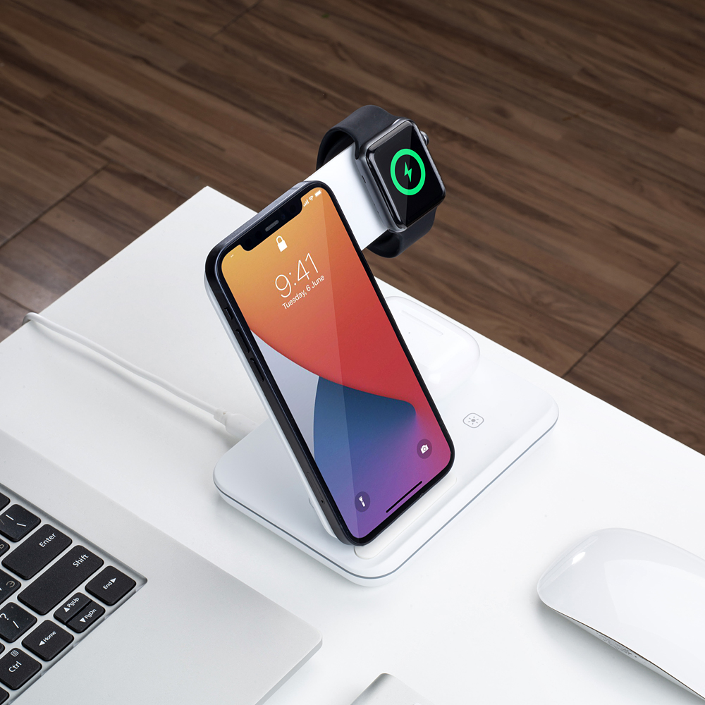 Deppa Charging Stand Neo 3 в 1: iPhone, Apple Watch, Airpods 20W, Белая