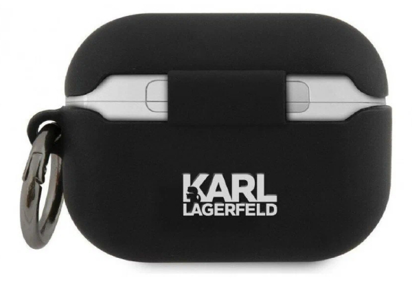 Чехол силиконовый Lagerfeld для Airpods Pro, Кольцо с логотипом RSG, Черный