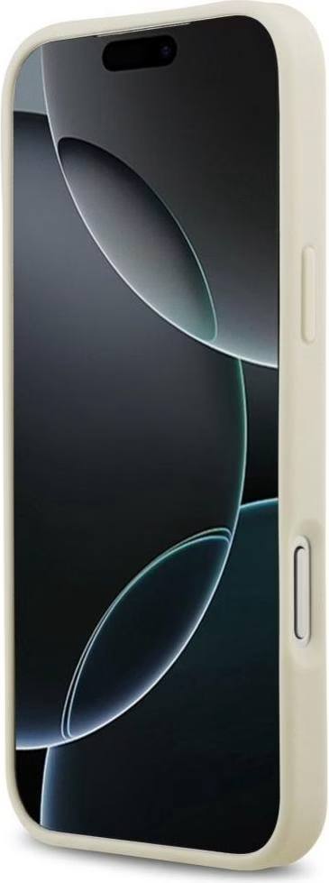 Чехол Guess для iPhone 17 Pro PU Croco Triangle metal logo, MagSafe, Бежевый