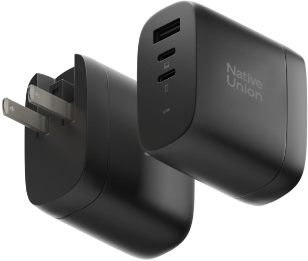 Native Union Fast GaN Charger 2хUSB-C+USB-А, PD, 67Вт, Черный