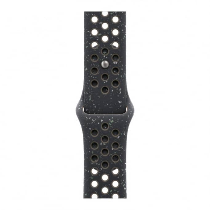 Apple Watch Series 10 GPS 42 мм, корпус из алюминия цвета «чёрный глянец», спортивный ремешок черного цвета Nike M/L (MYJQ3)