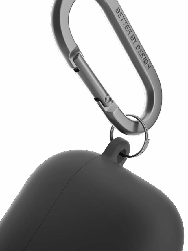 Чехол Uniq для Airpods 4 чехол NEXO Силикон + карабин + Sports ear hooks, Черный