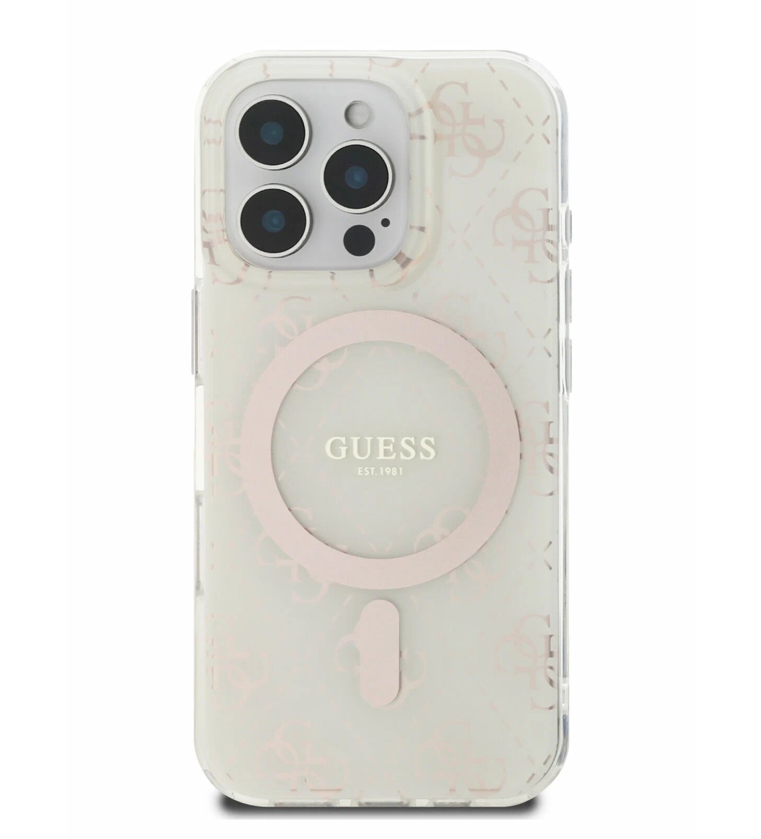 Чехол Guess PC/TPU 4G Tone On Tone Hard с MagSafe для iPhone 16 Pro Max, Белый