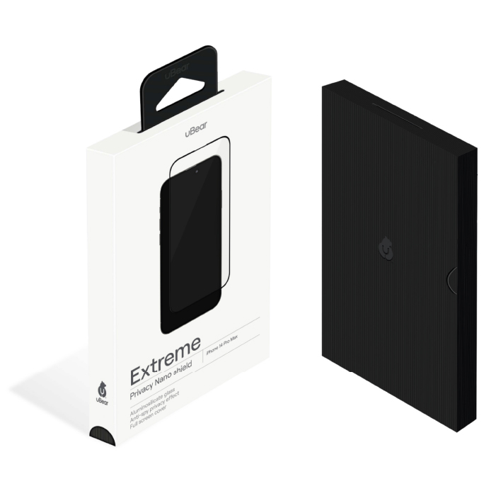 Защитное стекло uBear Extreme Nano Shield Privacy для Apple iPhone 14 Pro, Черная рамка