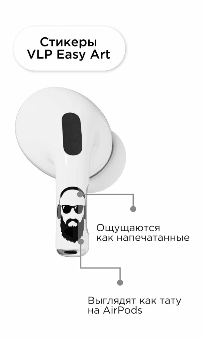 Наклейки "vlp" Easy Art для AirPods 4, Бородатый Мужчина