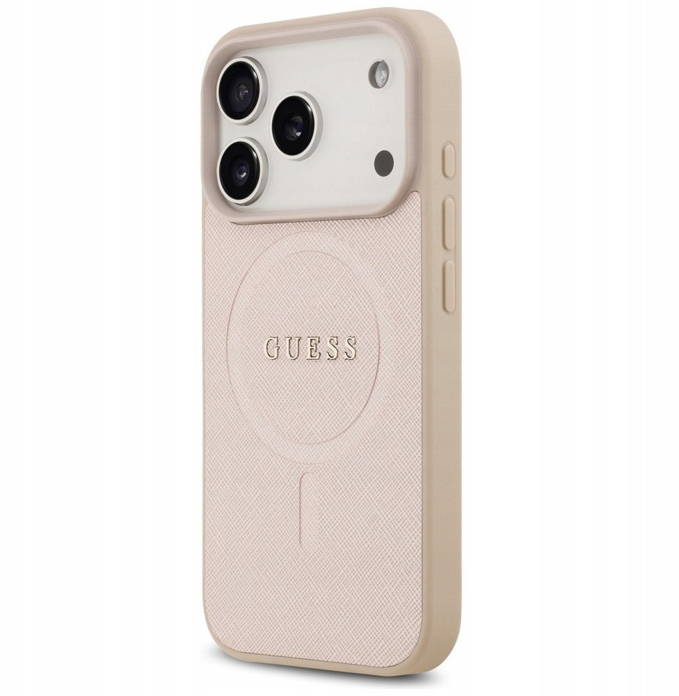 Чехол Guess iPhone 17 Pro PU Saffiano with Classic metal logo Hard Pink Magsafe,, Розовый