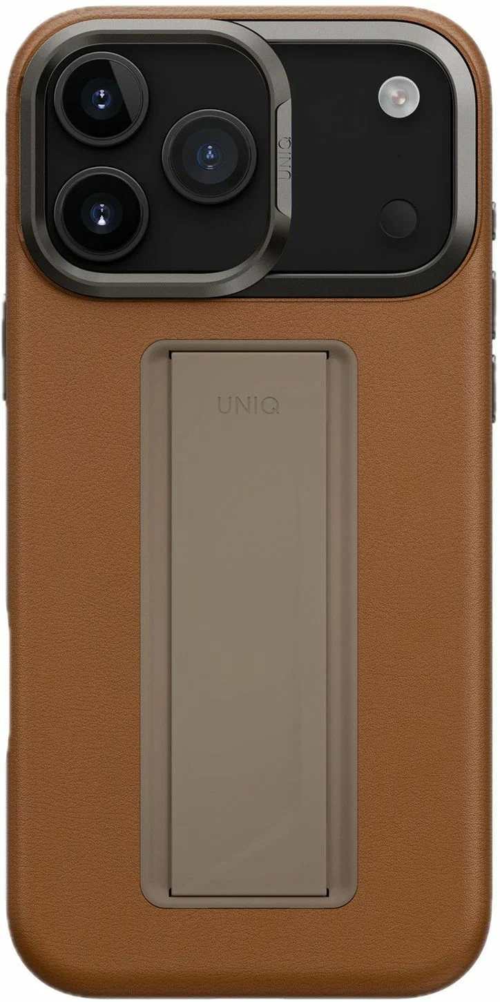 Чехол Uniq для iPhone 17 Pro Max Heldro PRO Leatherette + FlexGrip & Camera stand, MagSafe, Карамель