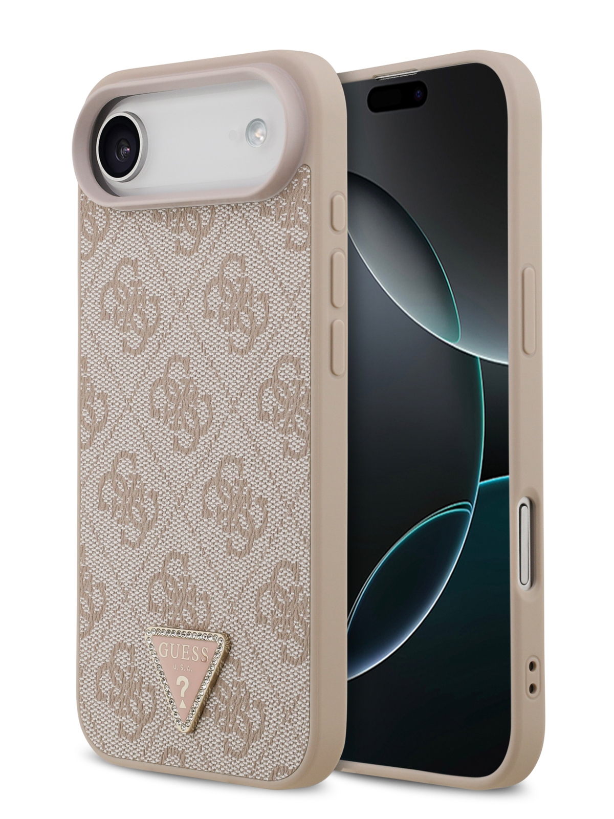 Чехол Guess iPhone Air PU 4G Triangle Diamond metal logo Hard Pink, Magsafe, Розовый