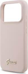 Чехол Guess iPhone 17 Pro чехол Liquid silicone Gold metal logo & Camera Hard Pink, Magsafe, Розовый