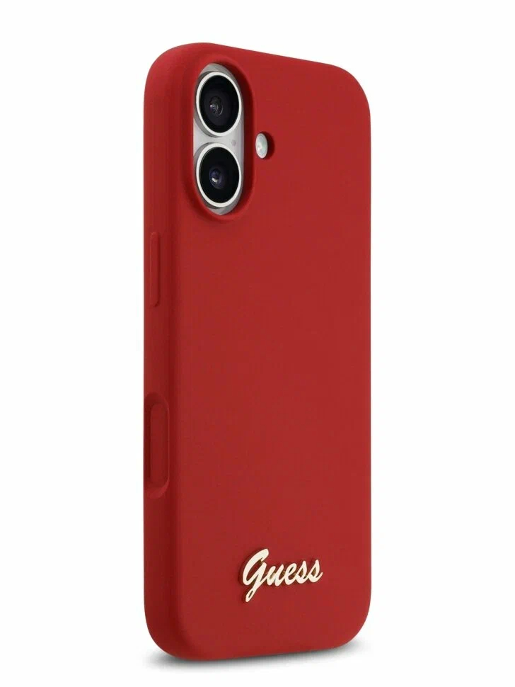 Чехол Guess iPhone Air чехол Liquid silicone Gold metal logo & Camera Hard Magenta, MagSafe, Красный