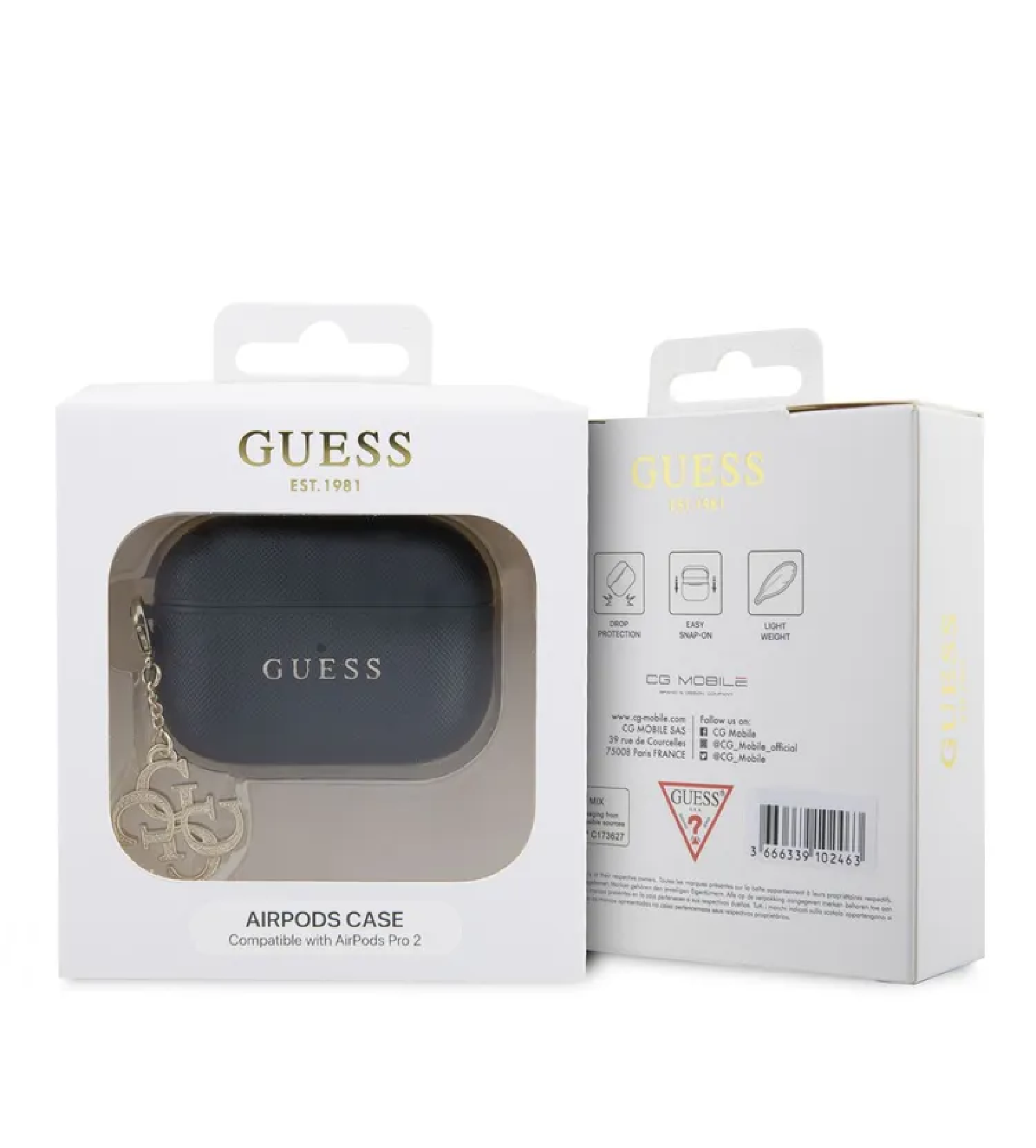 Чехол Guess PU Saffiano with Charm для Airpods Pro 2, Черный
