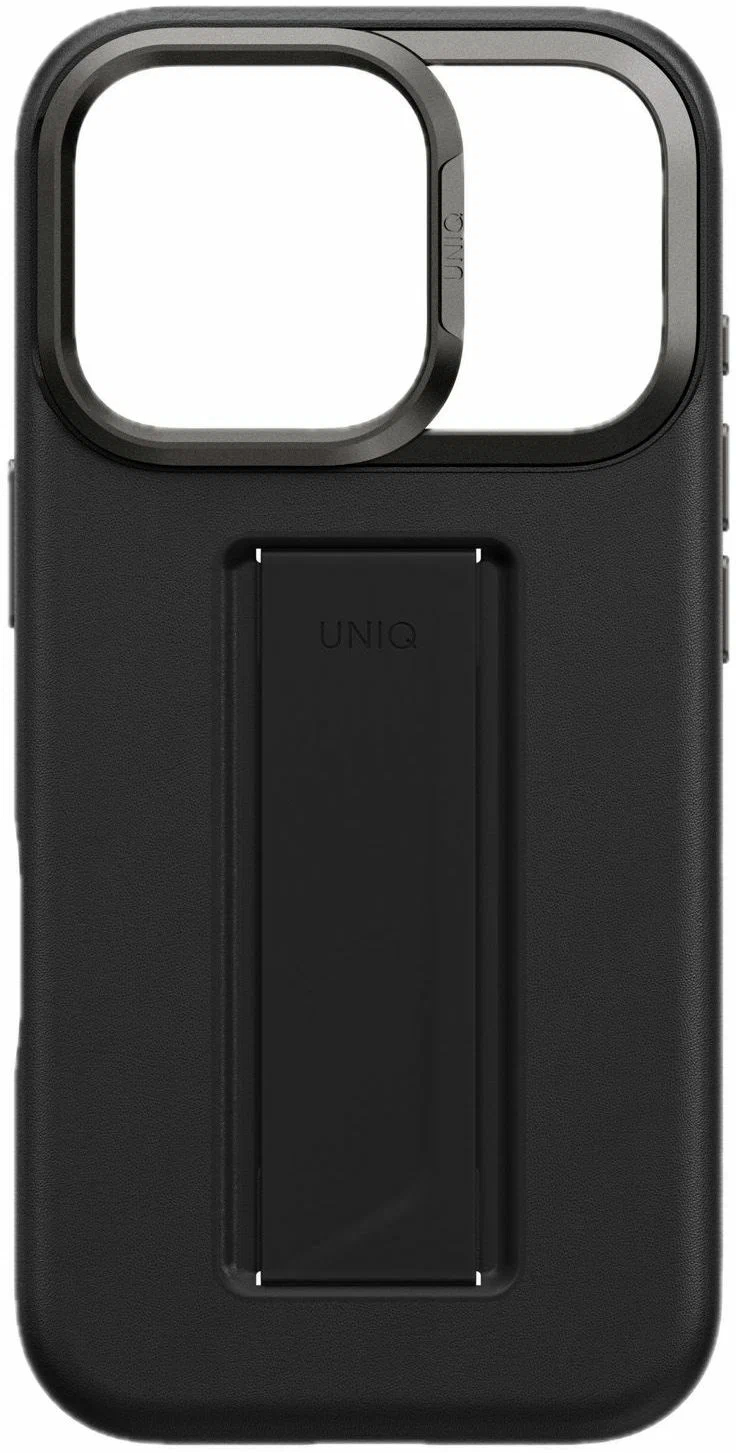 Чехол Uniq для iPhone 17 Pro Max Heldro PRO Leatherette + FlexGrip & Camera stand, MagSafe, Черный