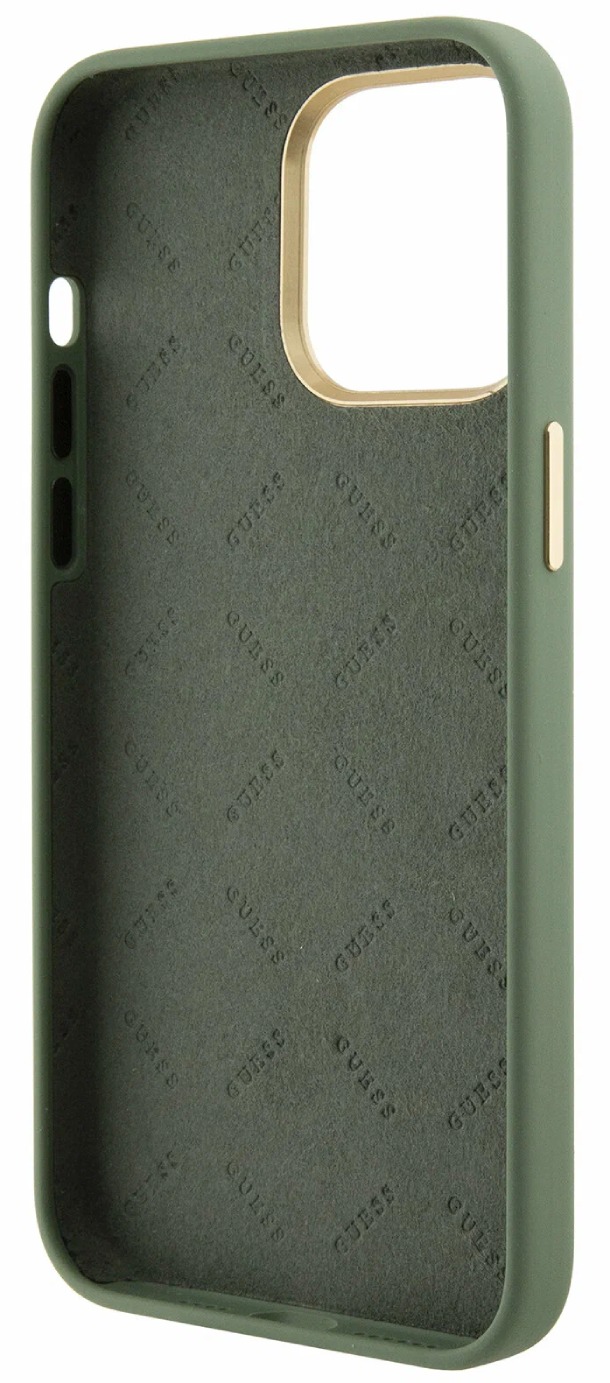 Чехол Guess для iPhone 15 Pro Max, Силикон с 4G Diamond metal logo Hard, Хаки