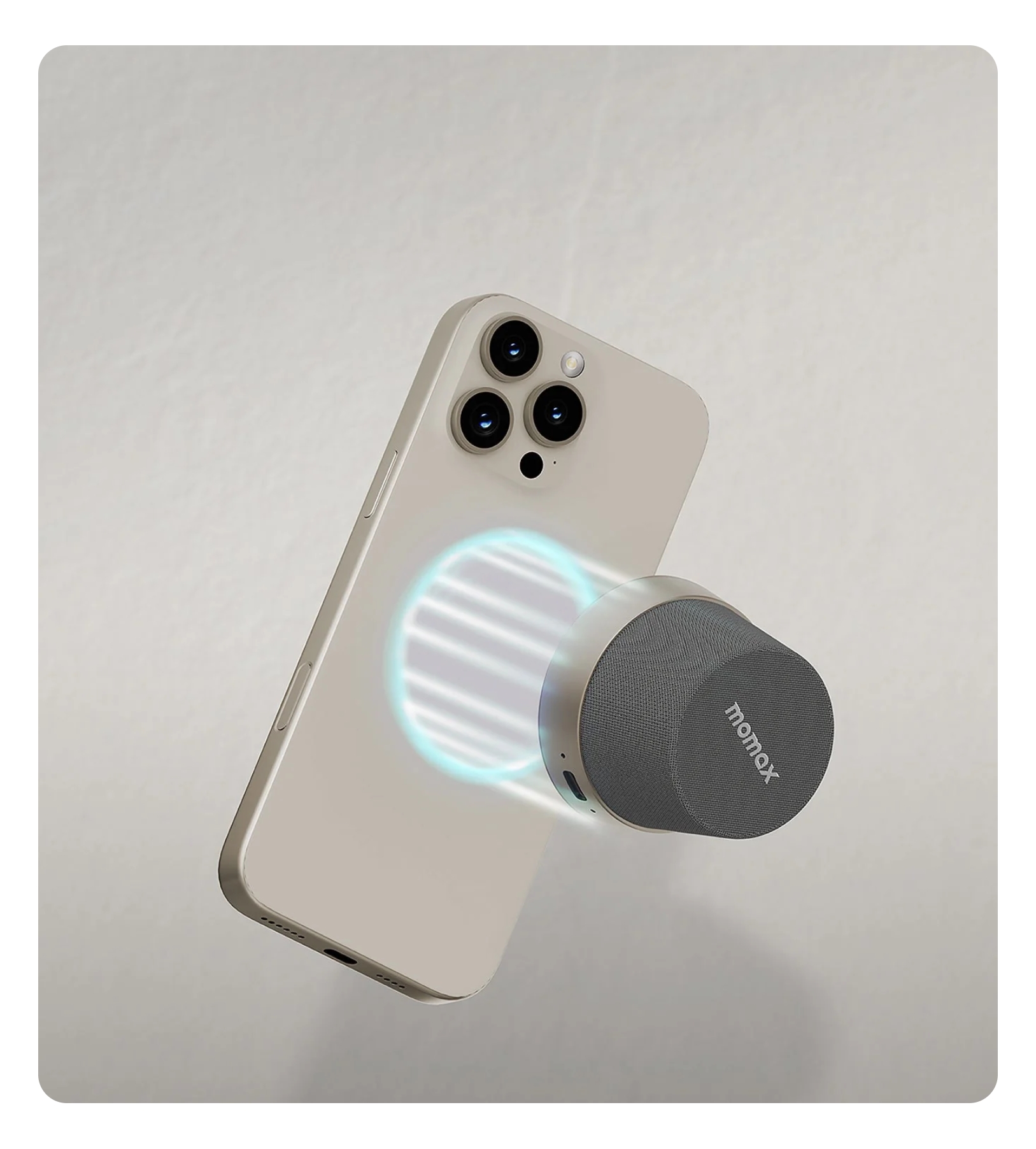 MOMAX 1-Vibe Go Magnetic Wireless Speaker, Титан