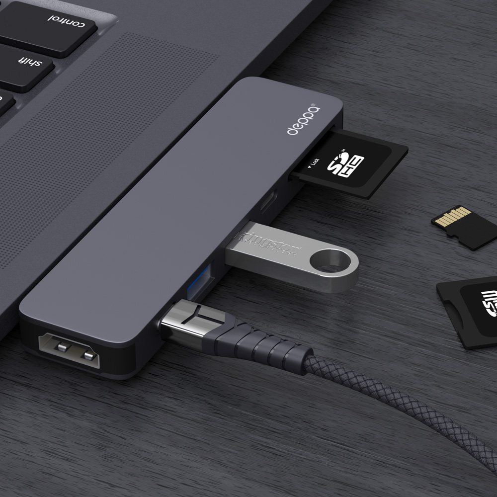 Deppa USB-C для MacBook 7-в-1, Графит
