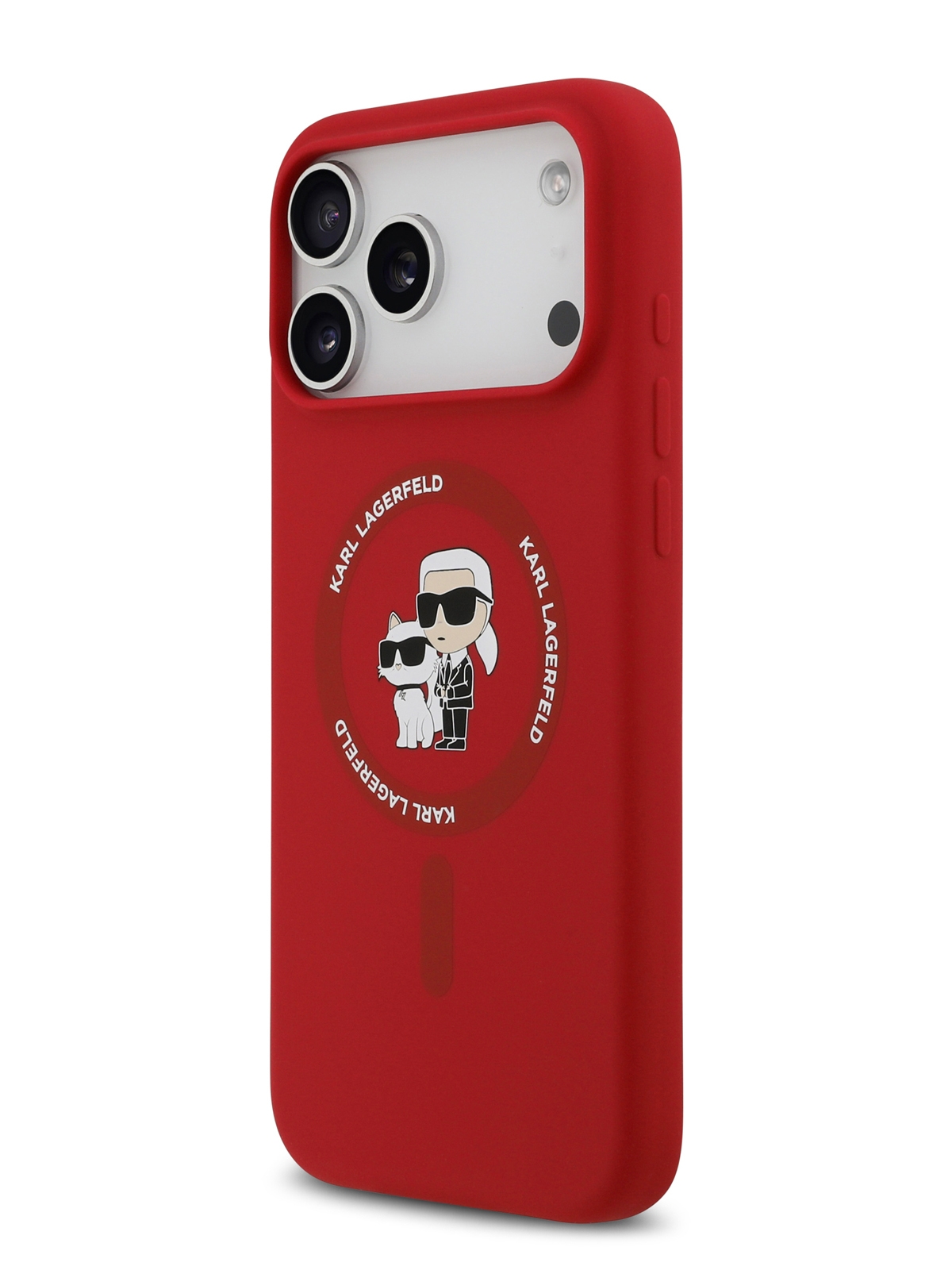 Чехол Lagerfeld iPhone 17 Pro Liquid Silicone NFT Karl & Choupette Hard Red, Magsafe, Красный