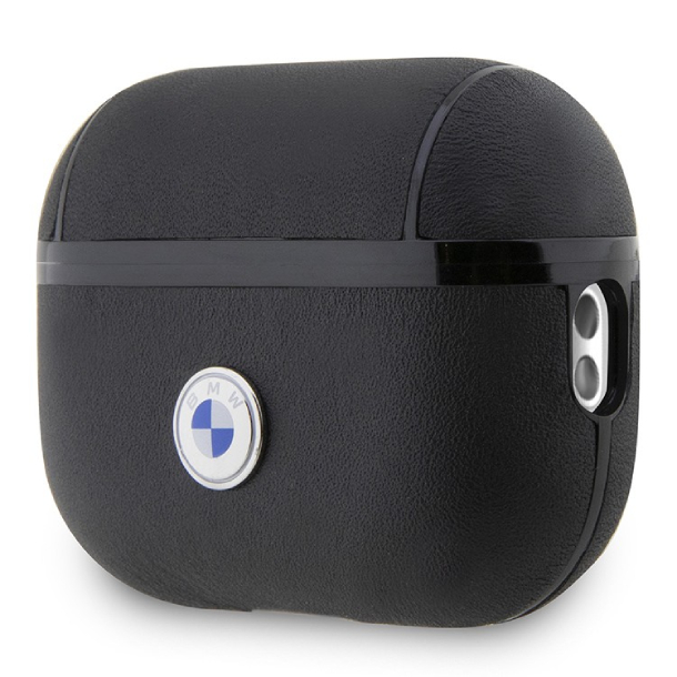 Чехол BMW для Airpods Pro 2 Фирменная кожа с металлическим логотипом, Черный