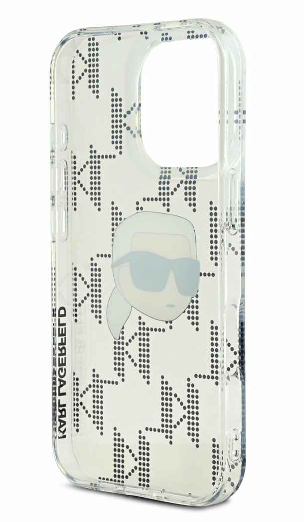 Чехол Lagerfeld для iPhone 16 Pro Max, PC/TPU Monogram NFT Karl Head, Прозрачный