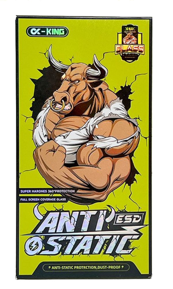 Защитное стекло Antistatic King для Apple iPhone 15 Pro Max, черная рамка