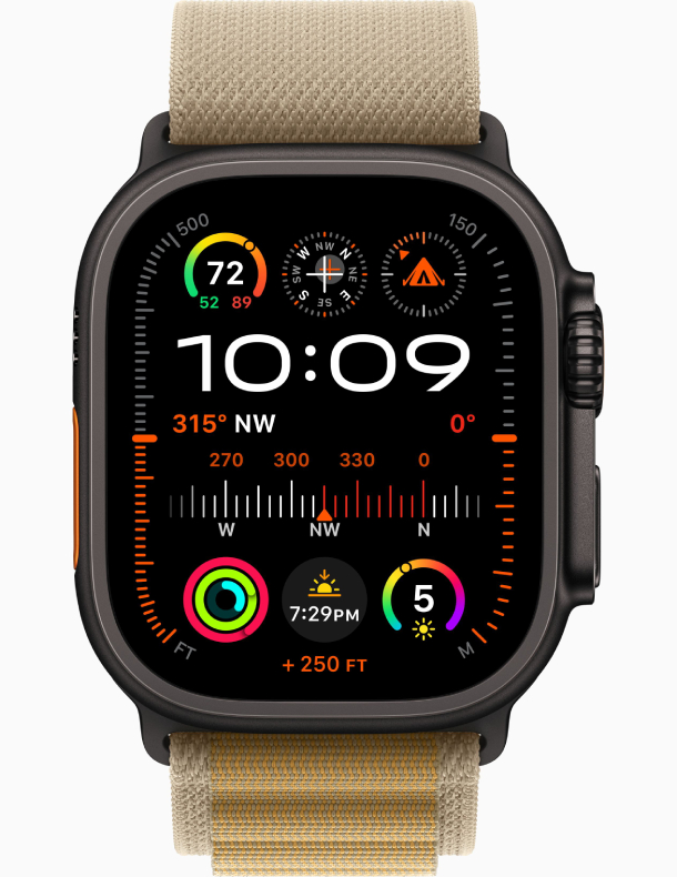 Apple Watch Ultra 2, 2024, GPS, 49 мм, корпус из черного титана, ремешок Alpine Case Tan Alpine Loop Medium
