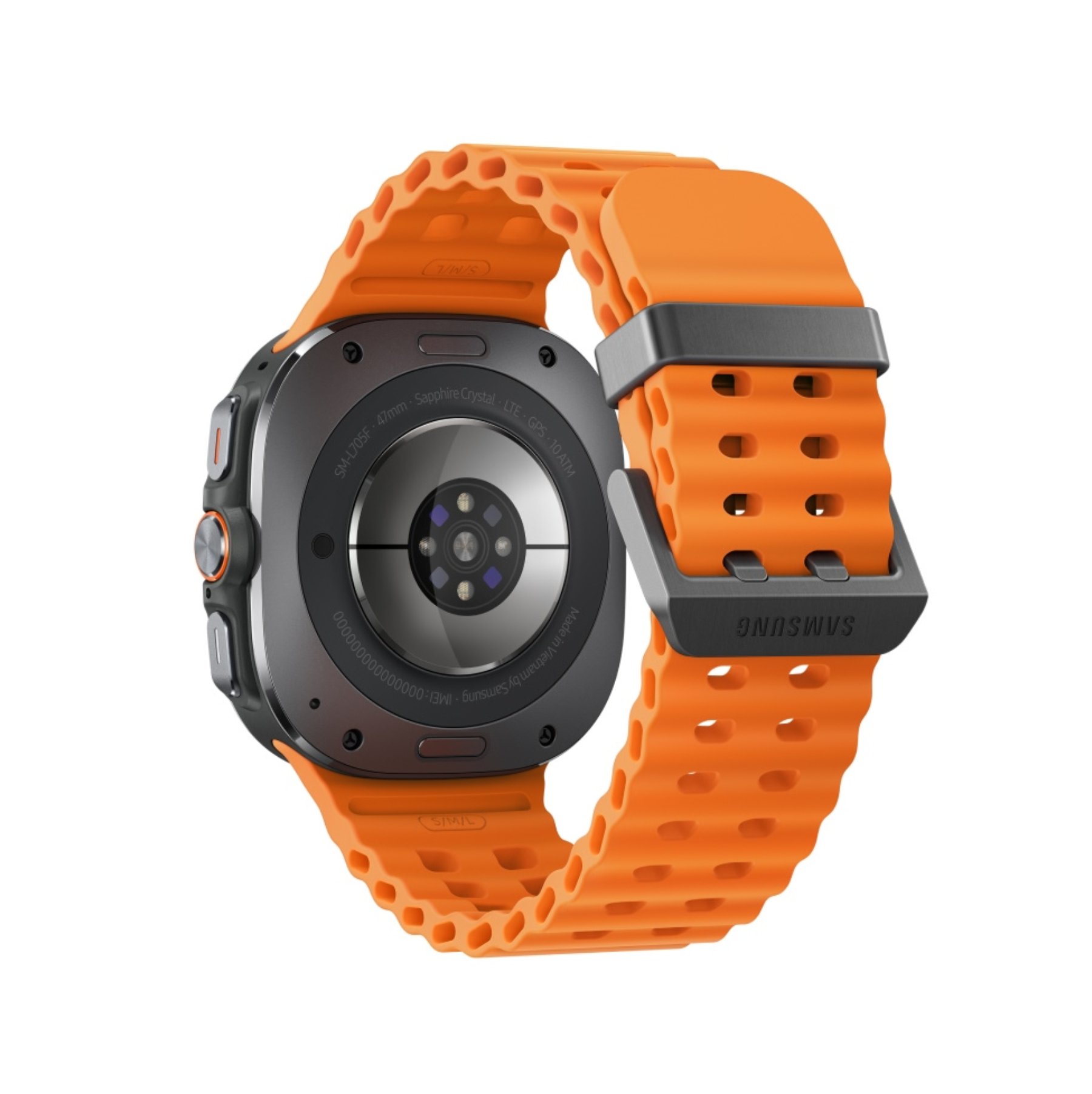 Samsung Galaxy Watch Ultra LTE, 47 мм, 2025, Серый титан, Ремешок Marine оранжевый