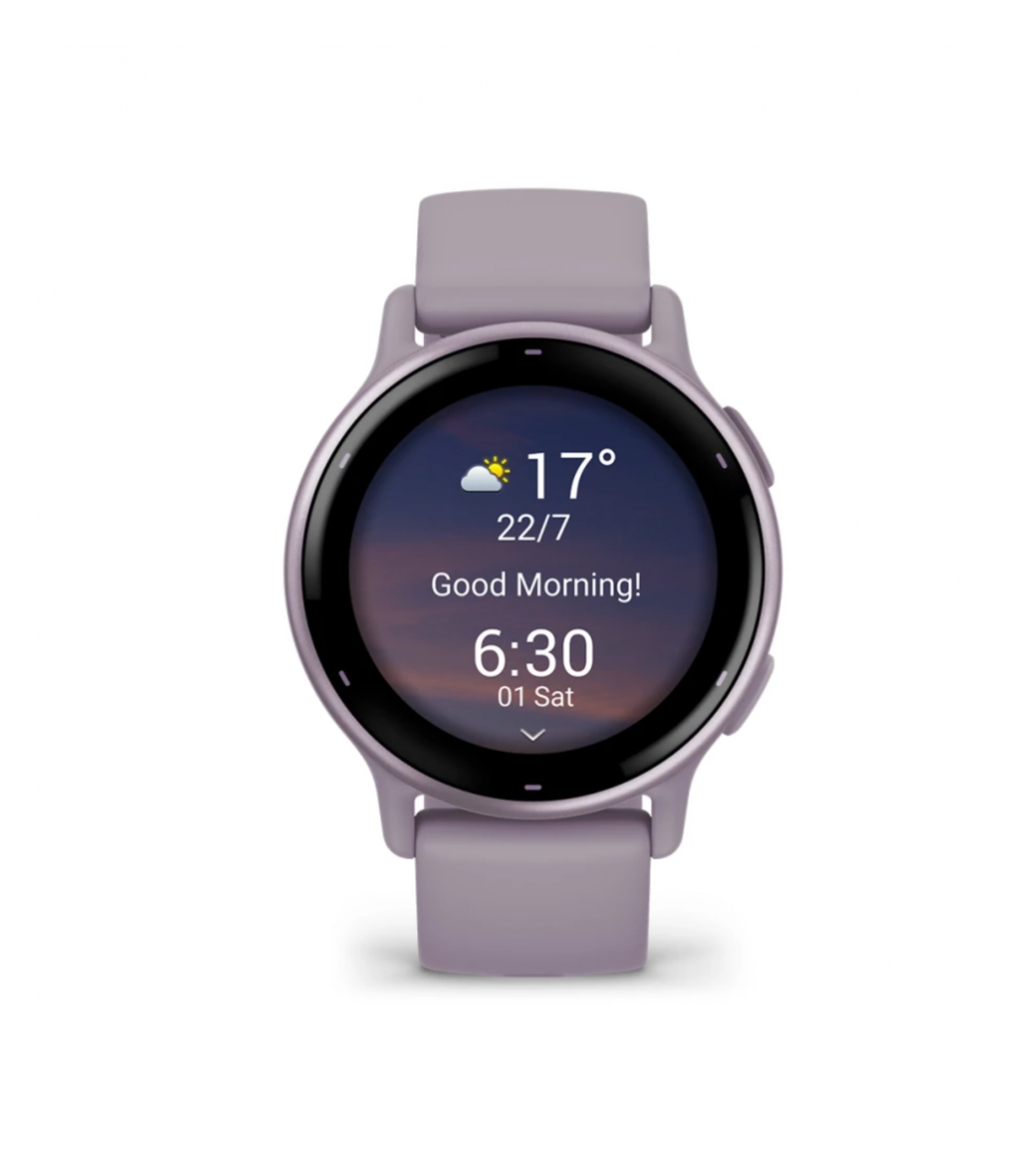 Garmin Vivoactive 5 Metallic Orchid, алюминиевый ободок с корпусом цвета орхидеи и силиконовым браслетом