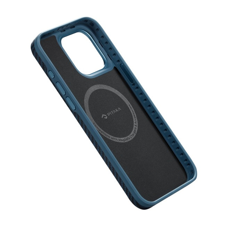 Чехол PITAKA MagEZ  для iPhone 15 Pro, Кевлар, Черно-синий