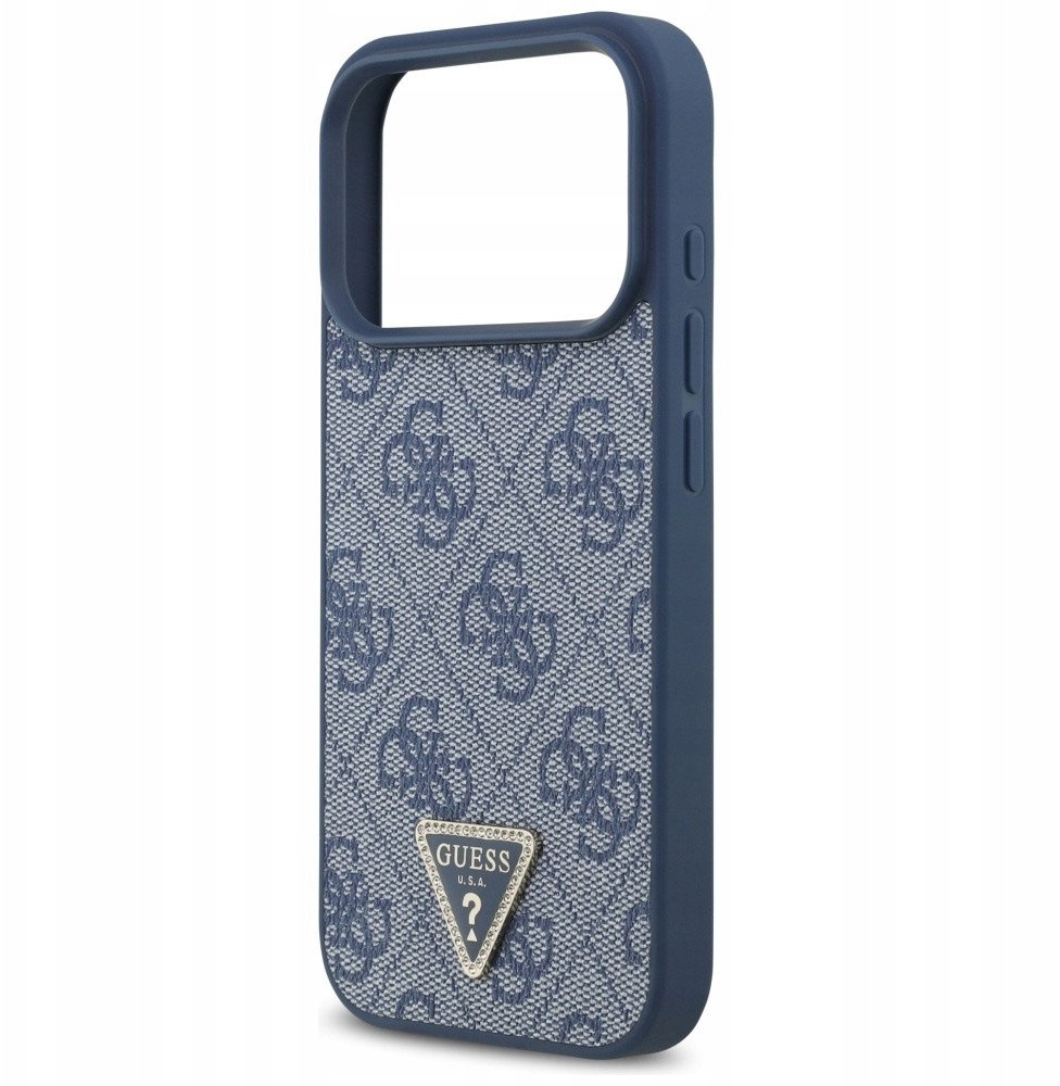 Чехол Guess iPhone 17 Pro чехол PU 4G Triangle Diamond metal logo Hard Blue, Magsafe, Синий