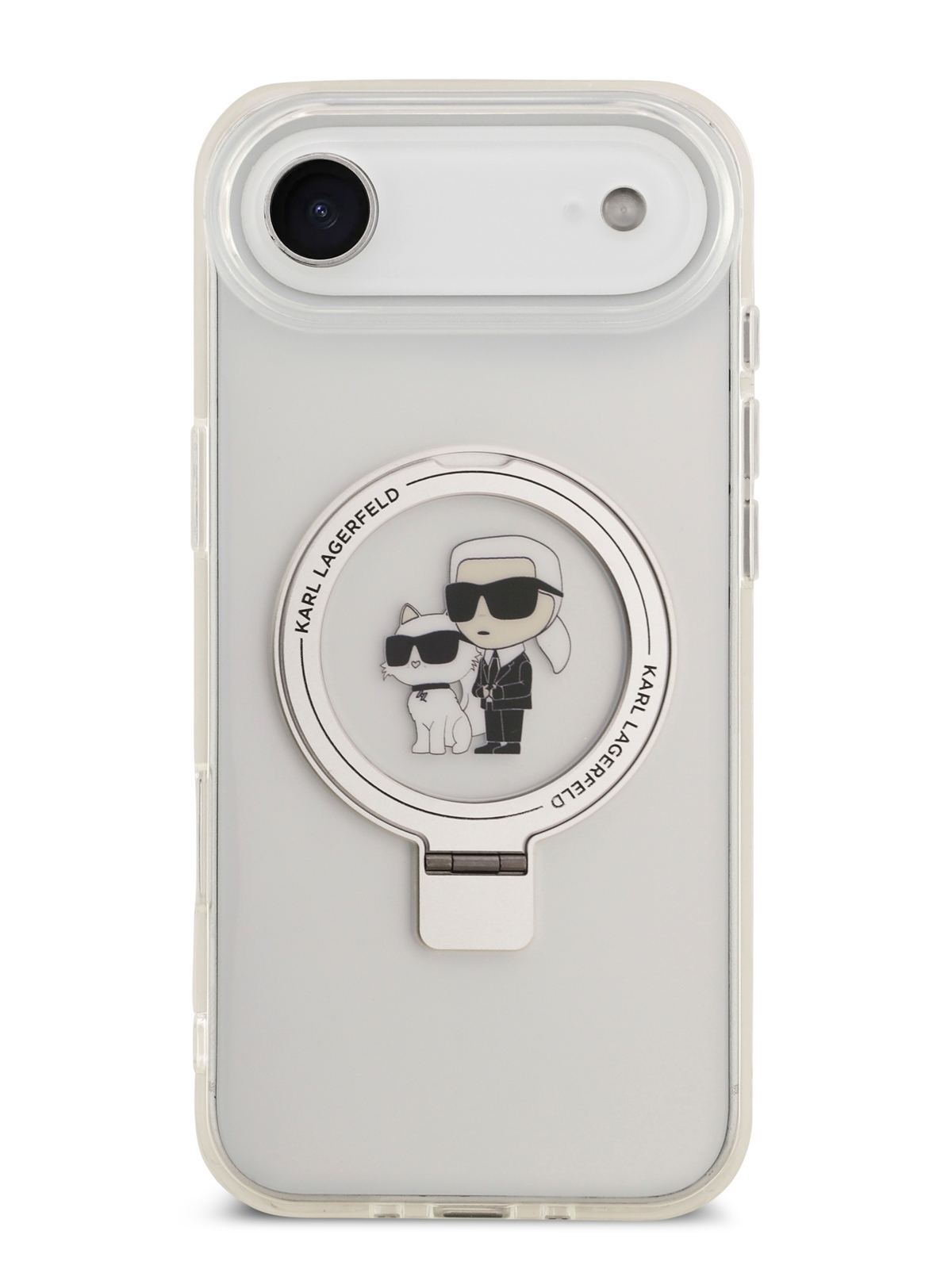 Чехол Lagerfeld iPhone Air IML + Ring stand NFT Karl & Choupette Hard Transp, MagSafe, Белый