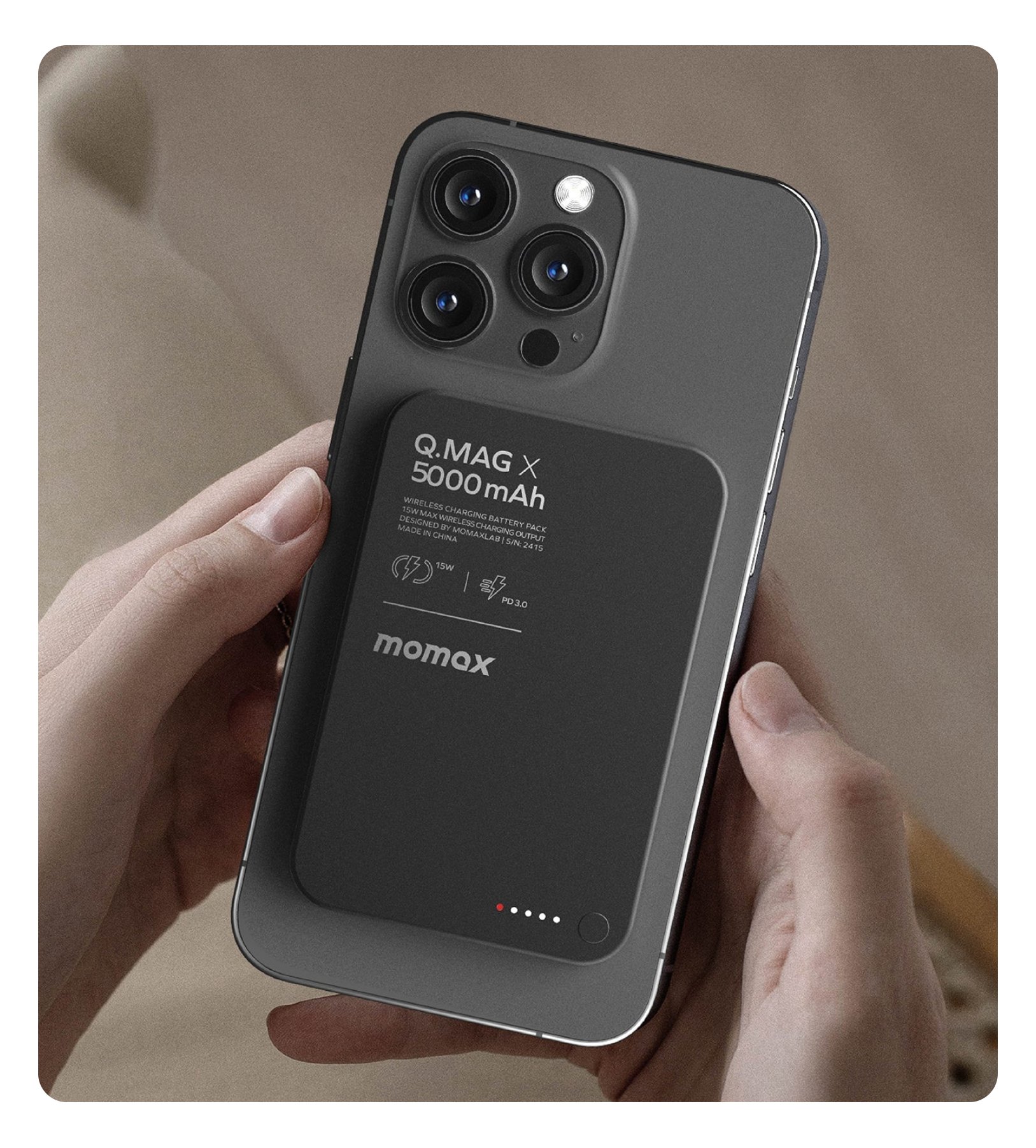 Power Bank Momax Q.MAG X 5000 мА·ч, Черный