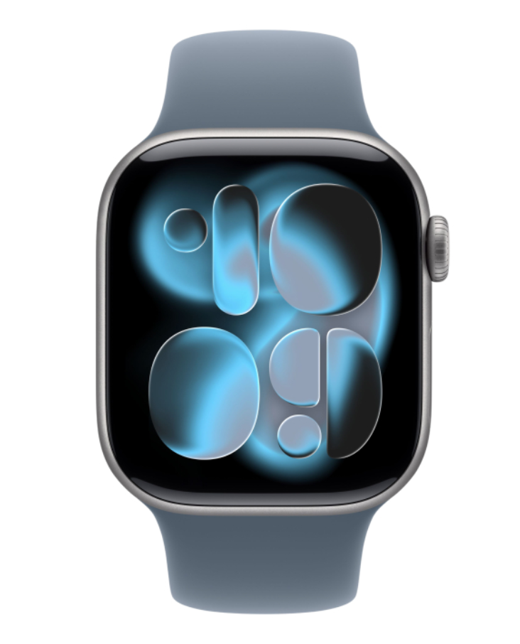 Apple Watch Series 11, 42 мм, корпус из алюминия цвета «серый космос», спортивный ремешок синего цвета