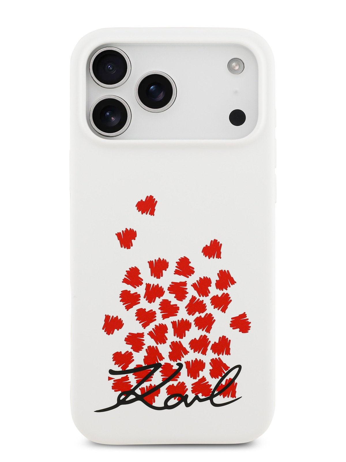 Чехол Lagerfeld iPhone 17 Pro Max Liquid Silicone Hearts Hard White, MagSafe, Белый