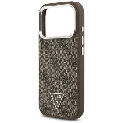 Чехол Guess iPhone 17 Pro PU 4G Triangle metal logo Silver camera Hard Brown, Magsafe, Коричневый