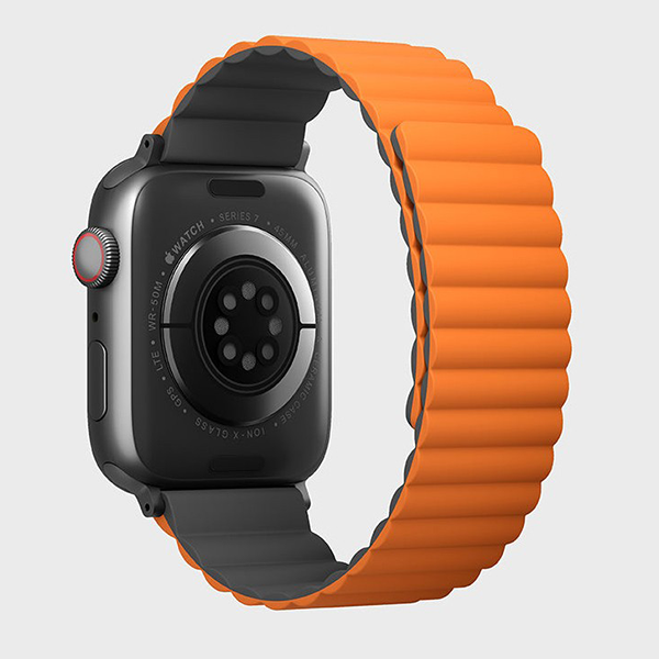 Ремешок Uniq для Apple Watch 49/46/45/44 mm Revix reversible Magnetic, Серо-оранжевый
