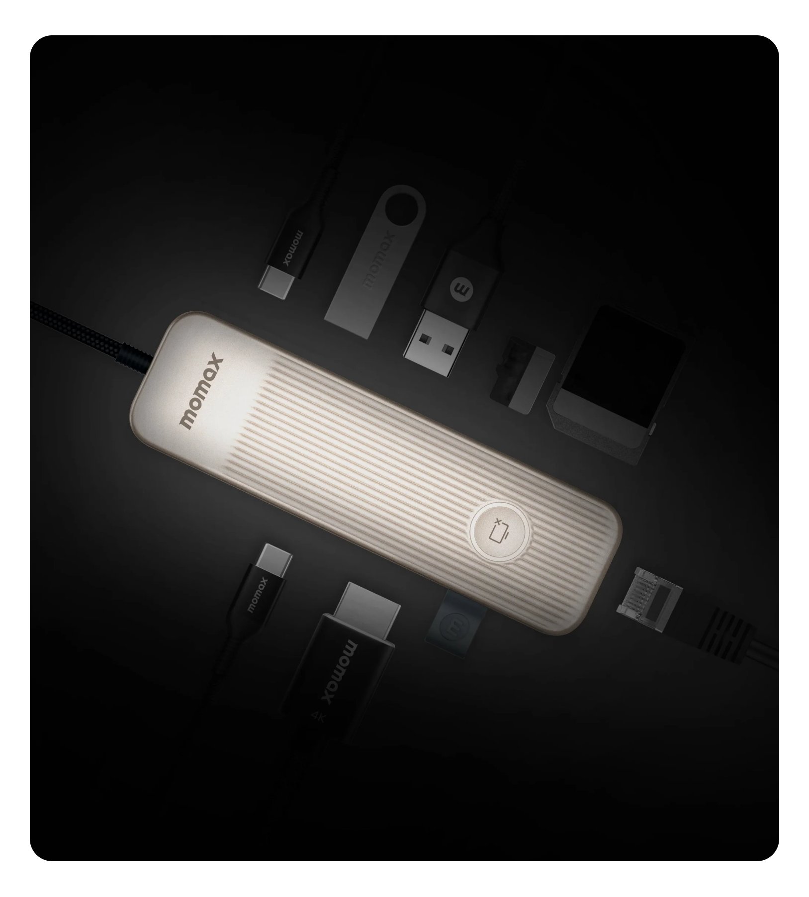 Многофункциональный хаб USB-C 8 в 1 MOMAX ONELINK, Титановый, DH18L