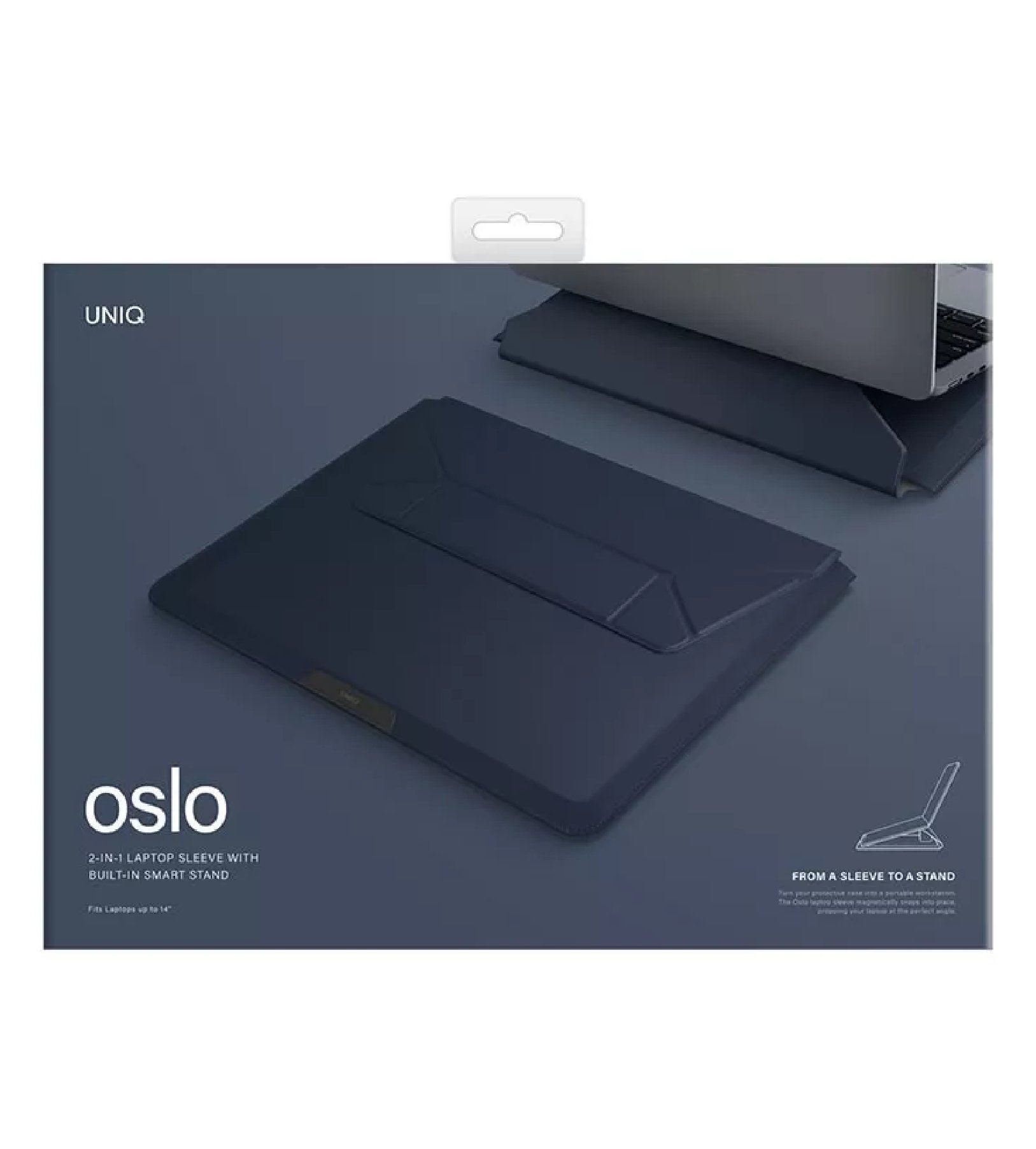 Сумка Uniq для MacBook 14" Oslo V.2 PU Кожаный магнит, Синяя