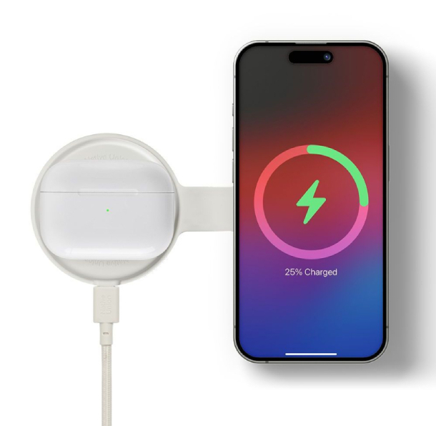 Native Union Voyage 2 в 1 Magnetic Wireless Charger, MagSafe, 15 W Max, Серый