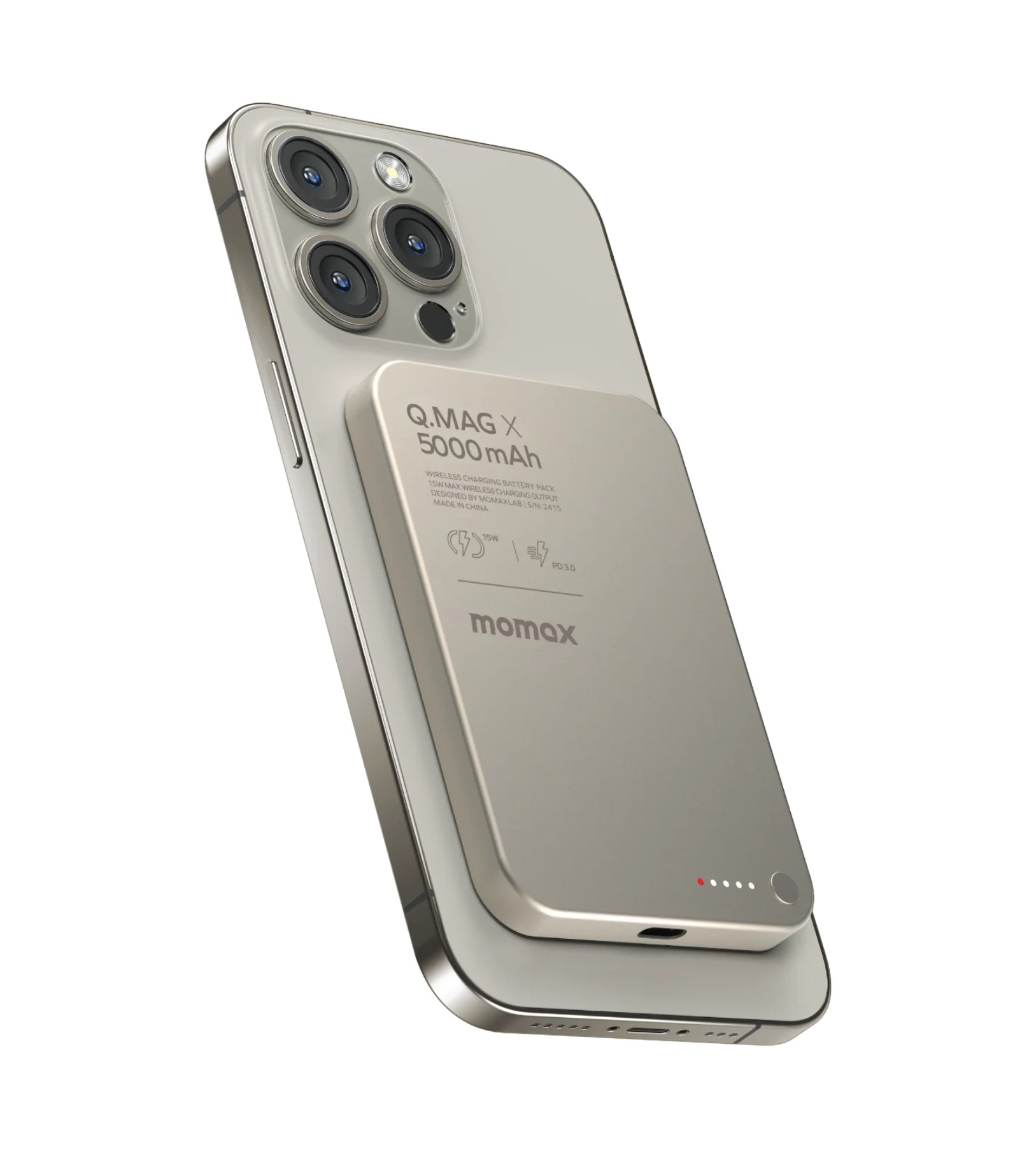 Power Bank Momax Q.MAG X 5000 мА·ч, Титан