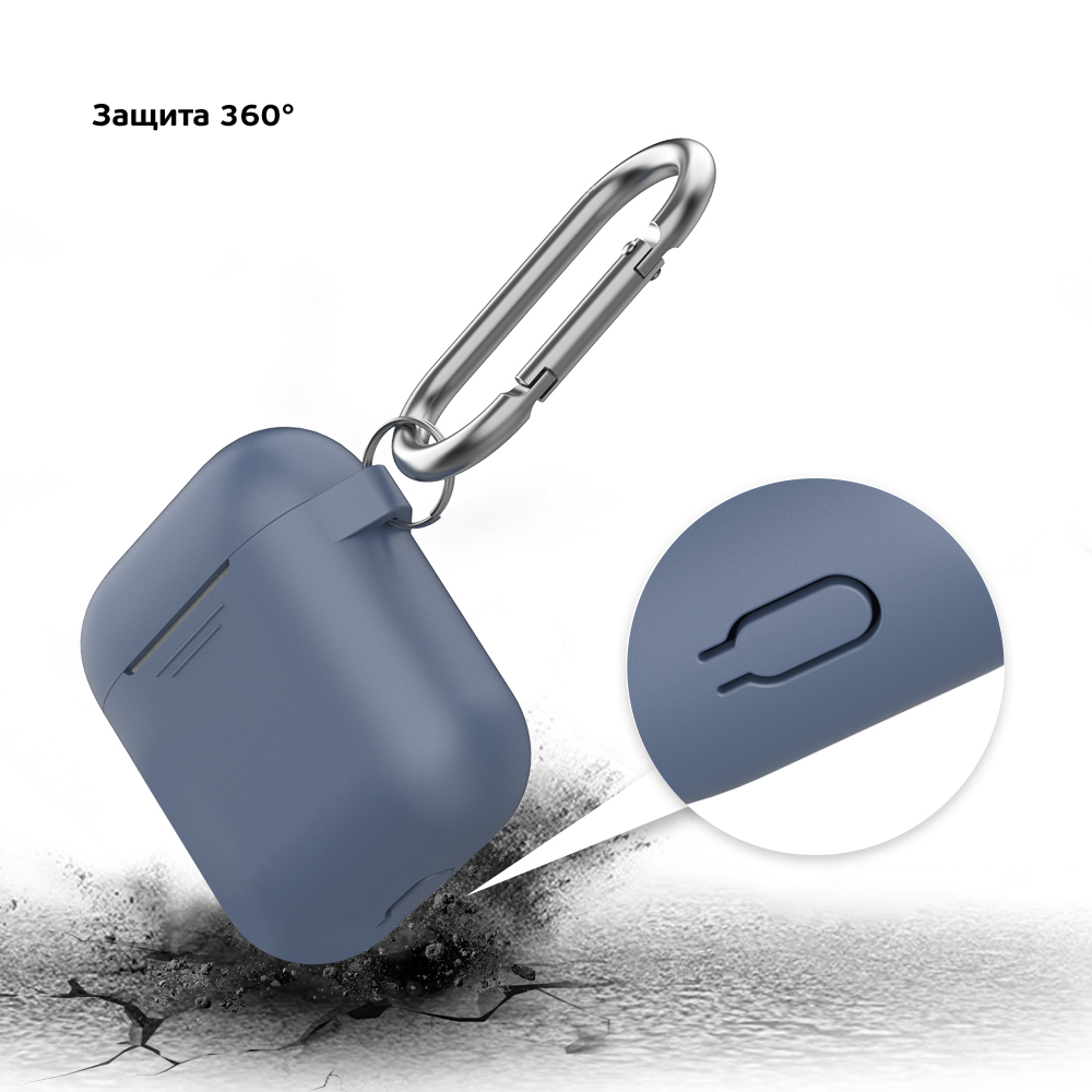 Чехол с карабином Deppa для AirPods, Синий