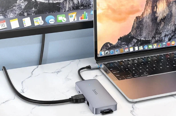 Hoco HB32 Season Type-C 8-in-1 100W Металл, Серый