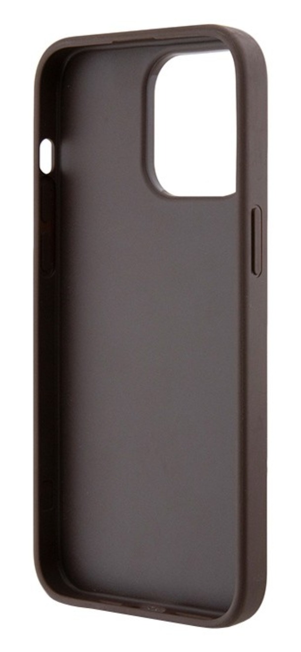 Чехол Guess для iPhone 15 Pro Max, PU 4G MagSafe Нижняя полоска с металлическим логотипом , Коричневый