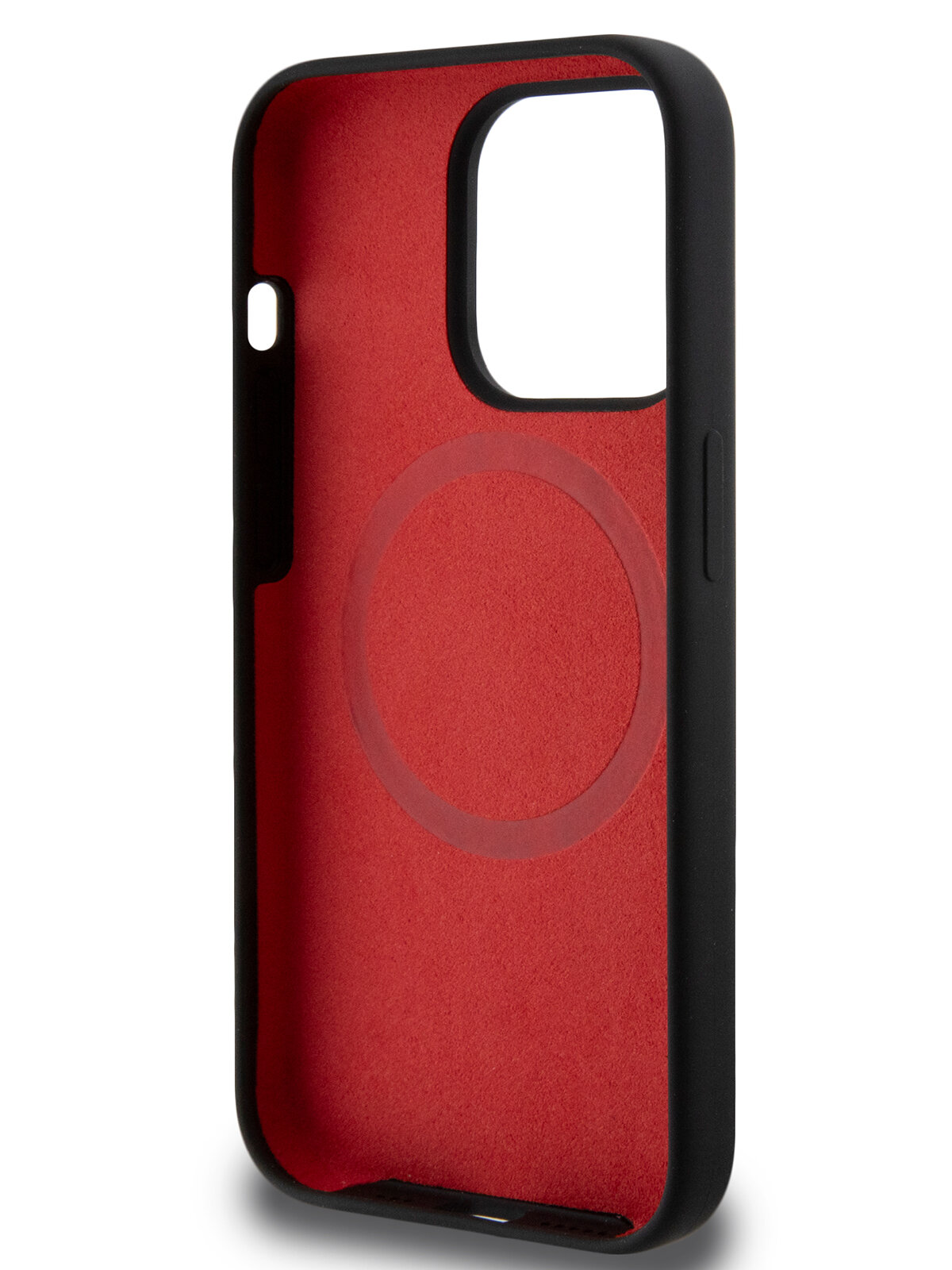 Чехол Ferrari для iPhone 15 Pro MagSafe, Кольцо из силикона с принтом Scuderia, Черный