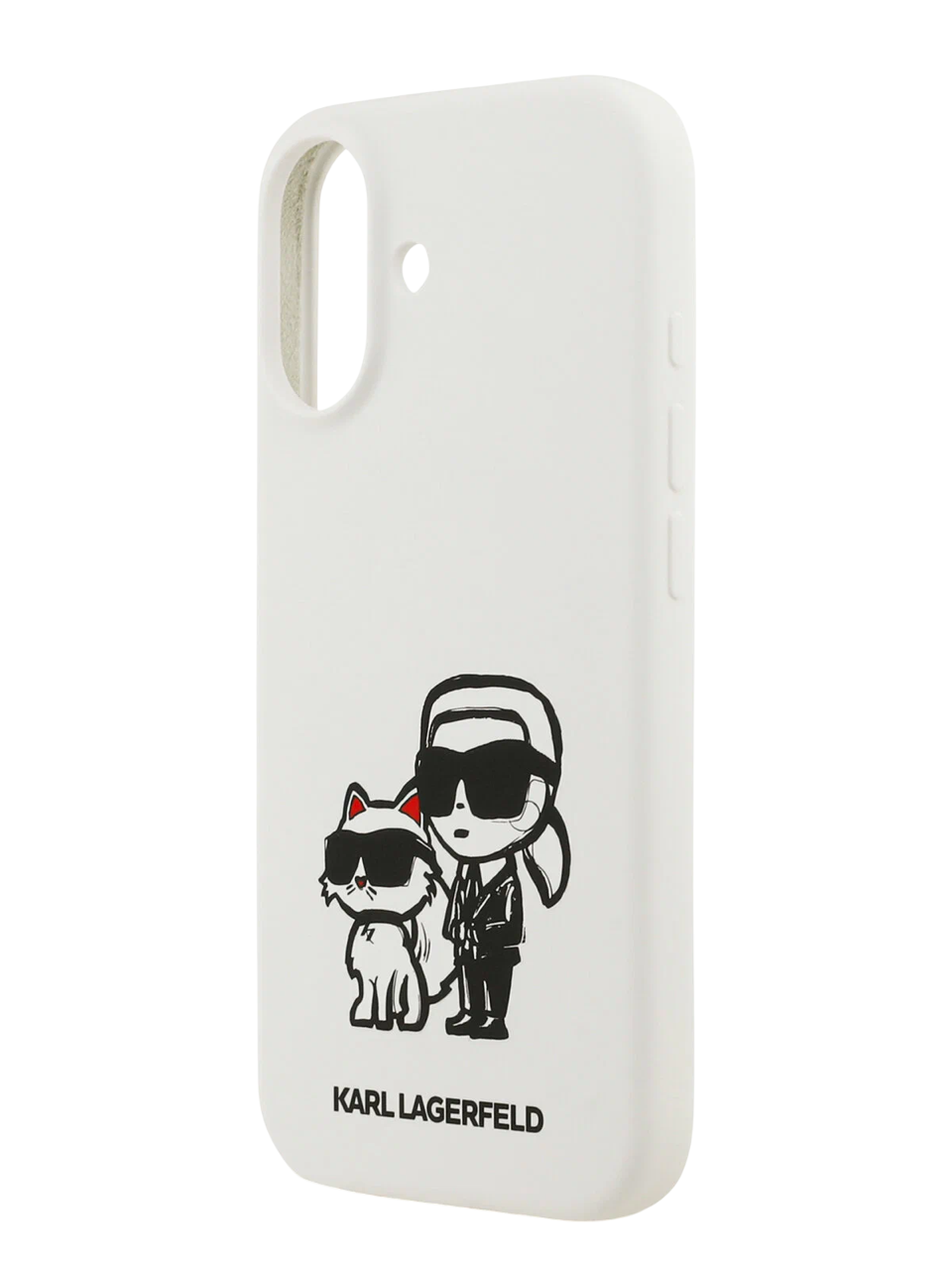 Чехол Lagerfeld iPhone 17 Liquid Silicone Sketch Karl&Choup Metal cam Hard White, MagSafe, Белый