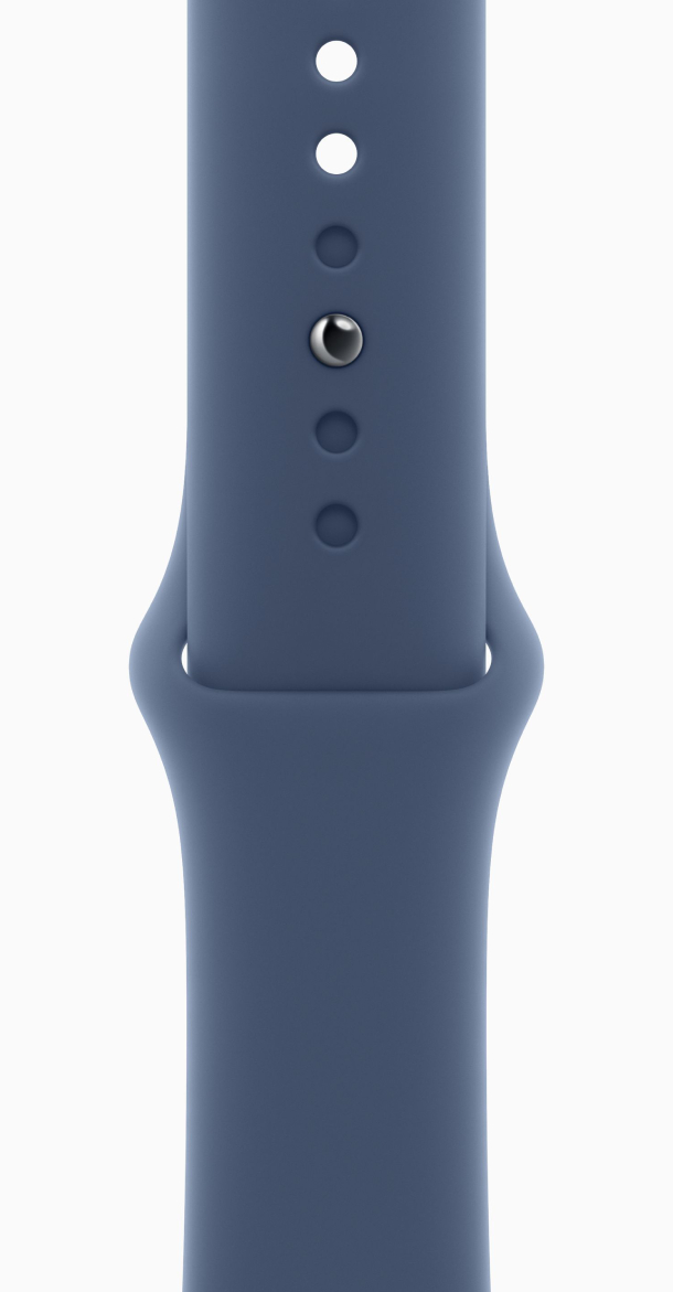 Apple Watch SE 2024, 40 мм, корпус из алюминия серебристого цвета, спортивный ремешок синего цвета, размер M/L, MXED3