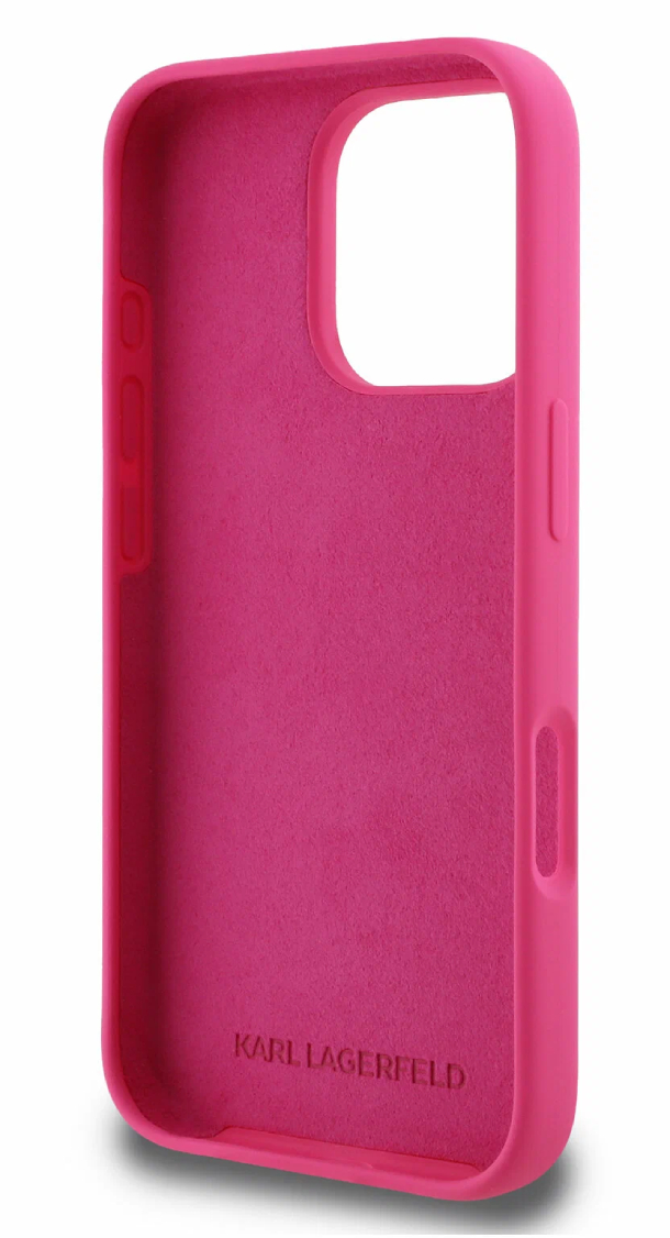 Чехол Lagerfeld для iPhone 16 Pro, Силикон RSG логотип, Фуксия