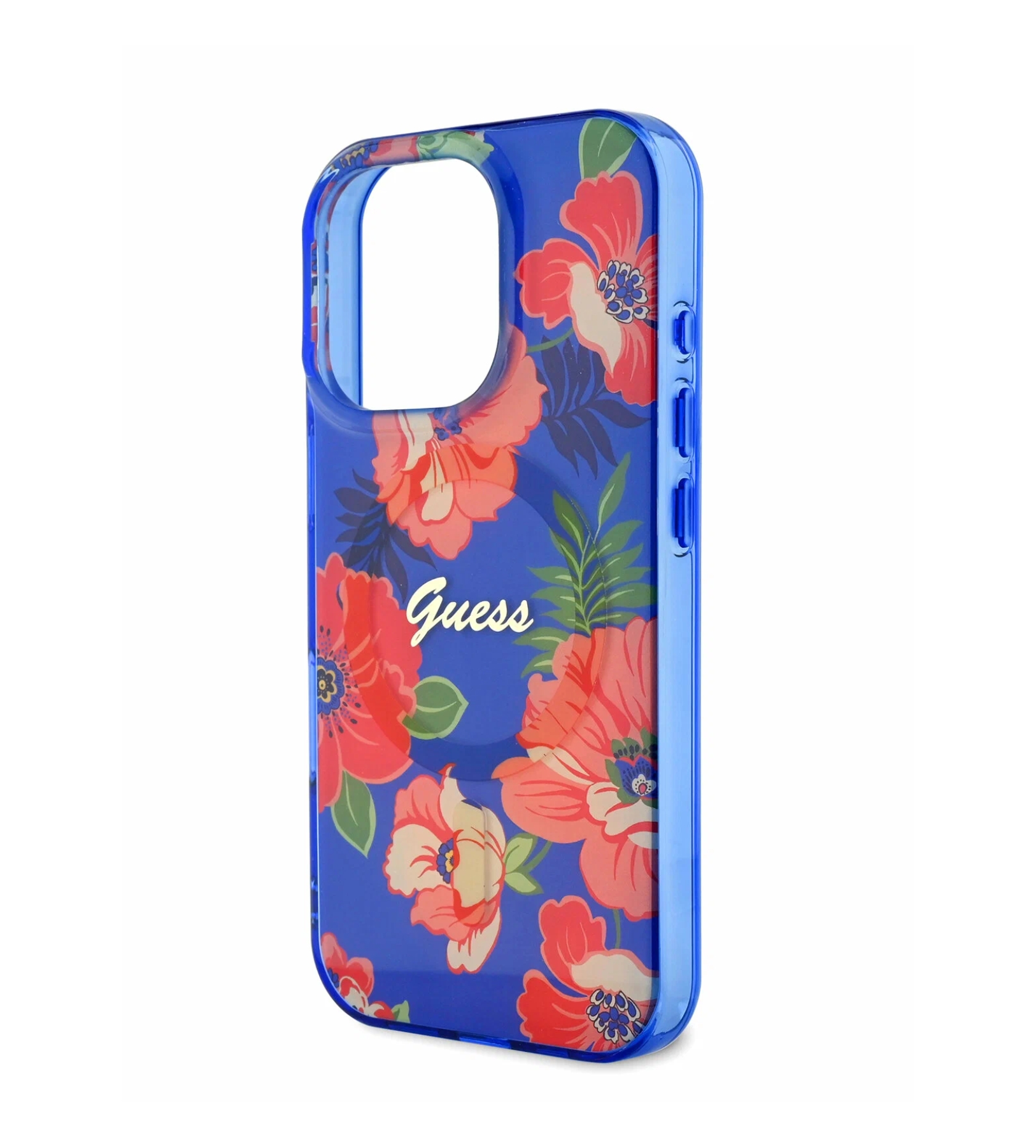 Чехол Guess PC/TPU Flowers Invisible Ring (MagSafe) для iPhone 16 Pro Max, Красный